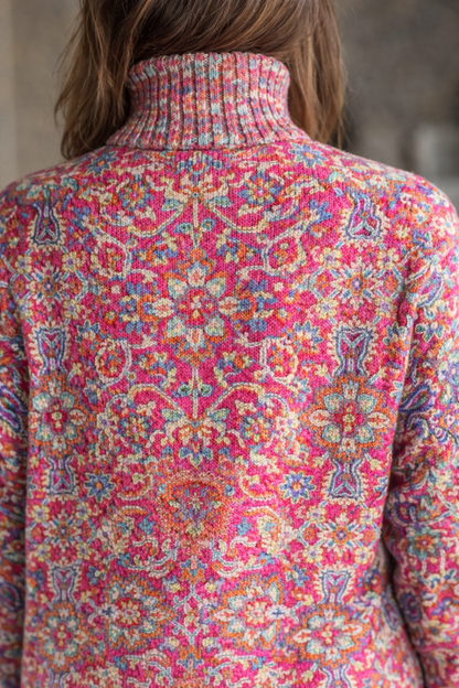 Esme - Retro Floral Turtleneck Sweater